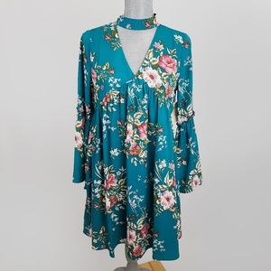 Altar'd State Teal Garden Walk Boho Dress size S